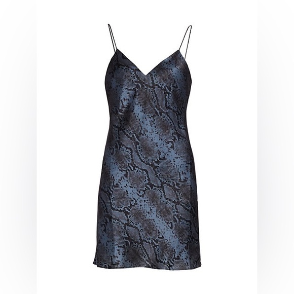 NWT Cami NYC Silk Snake-Print Slip Dress in Slate Blue and Black - Size Medium - Picture 2 of 12